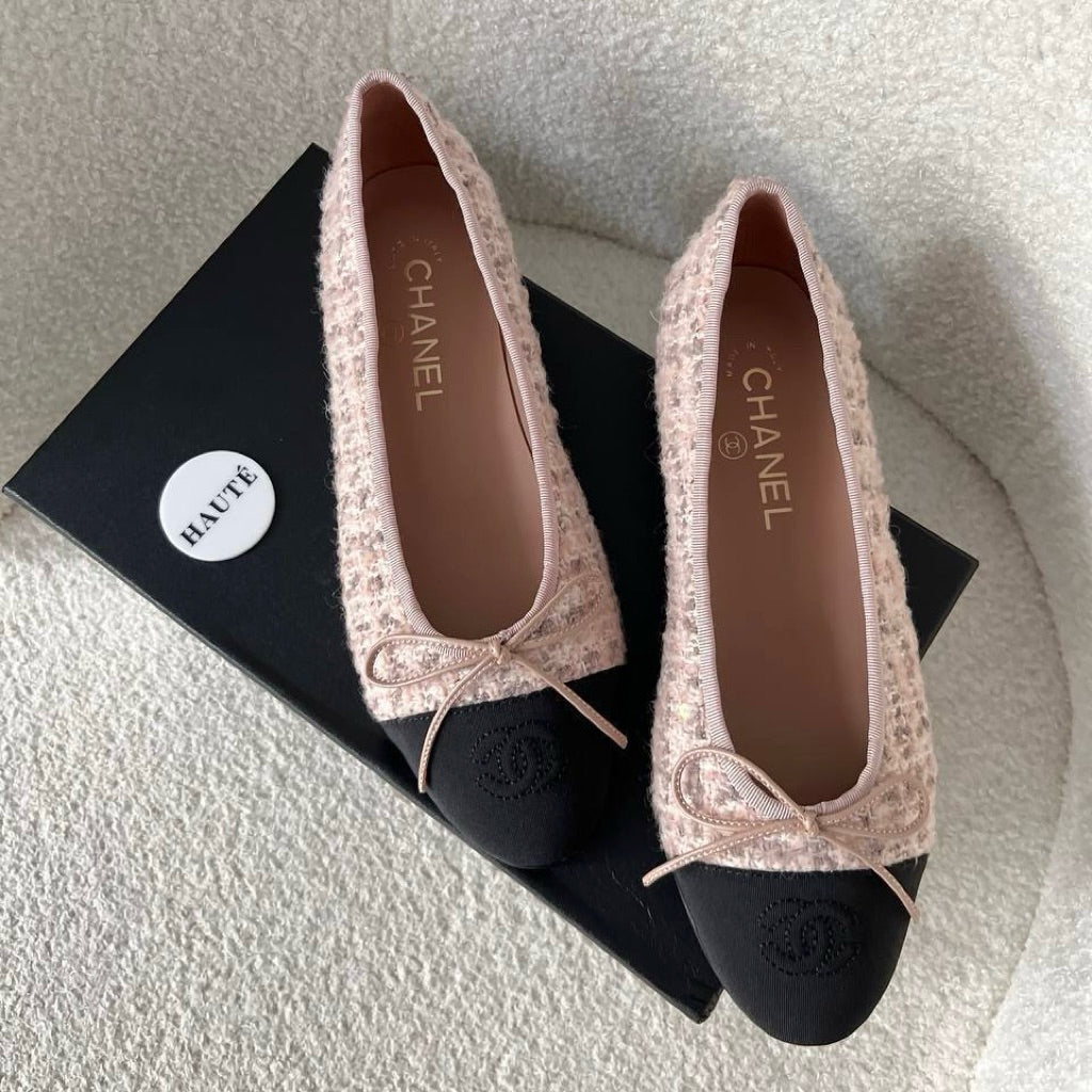 Chanel Ballet Logo Stitch Lambskin Leather Ballerina Flat | Women’s Flat Shoes Real leather