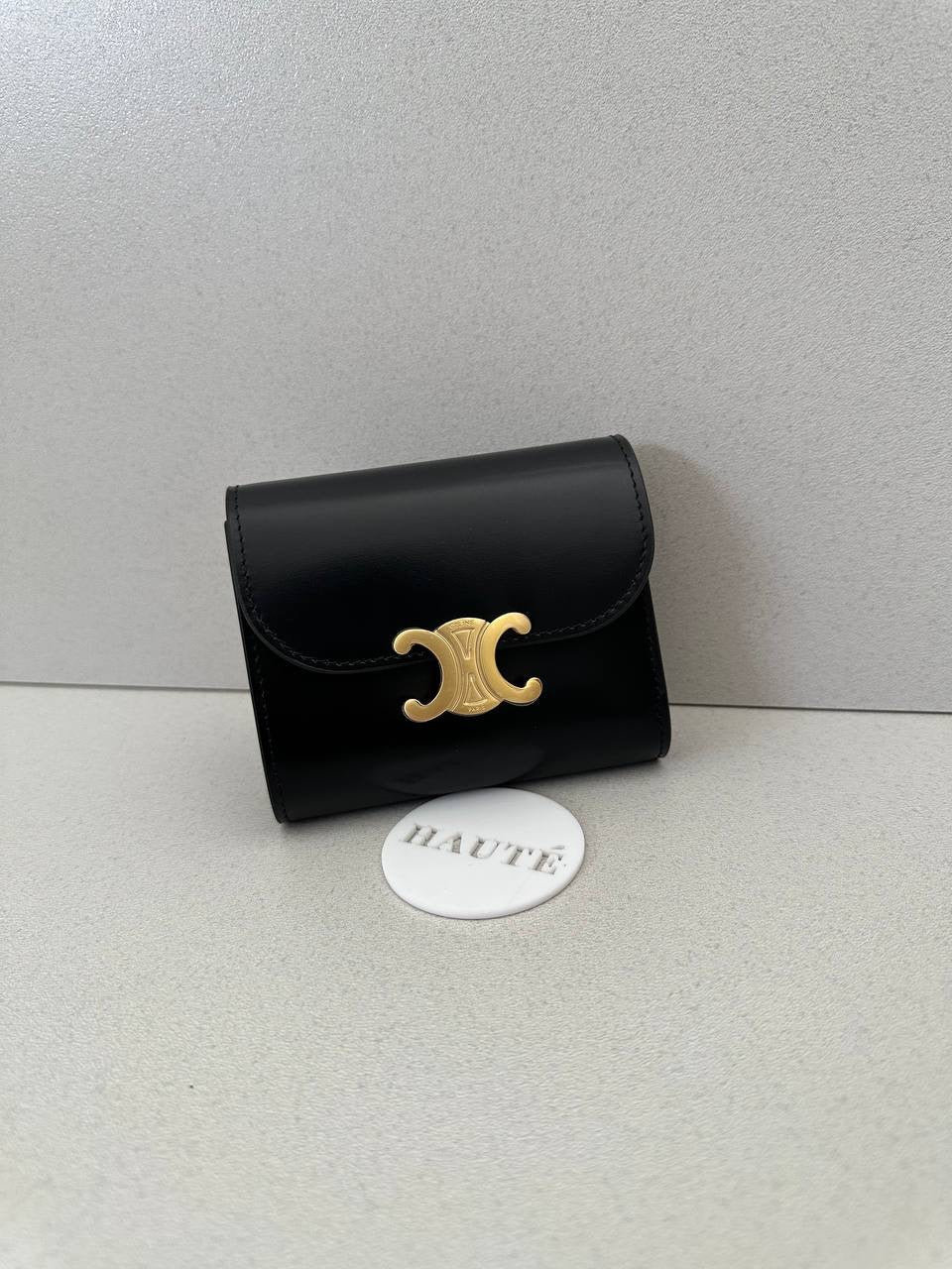 Celine Triomphe Small Compact Wallet Card Holder Charm Black | Ready Stock