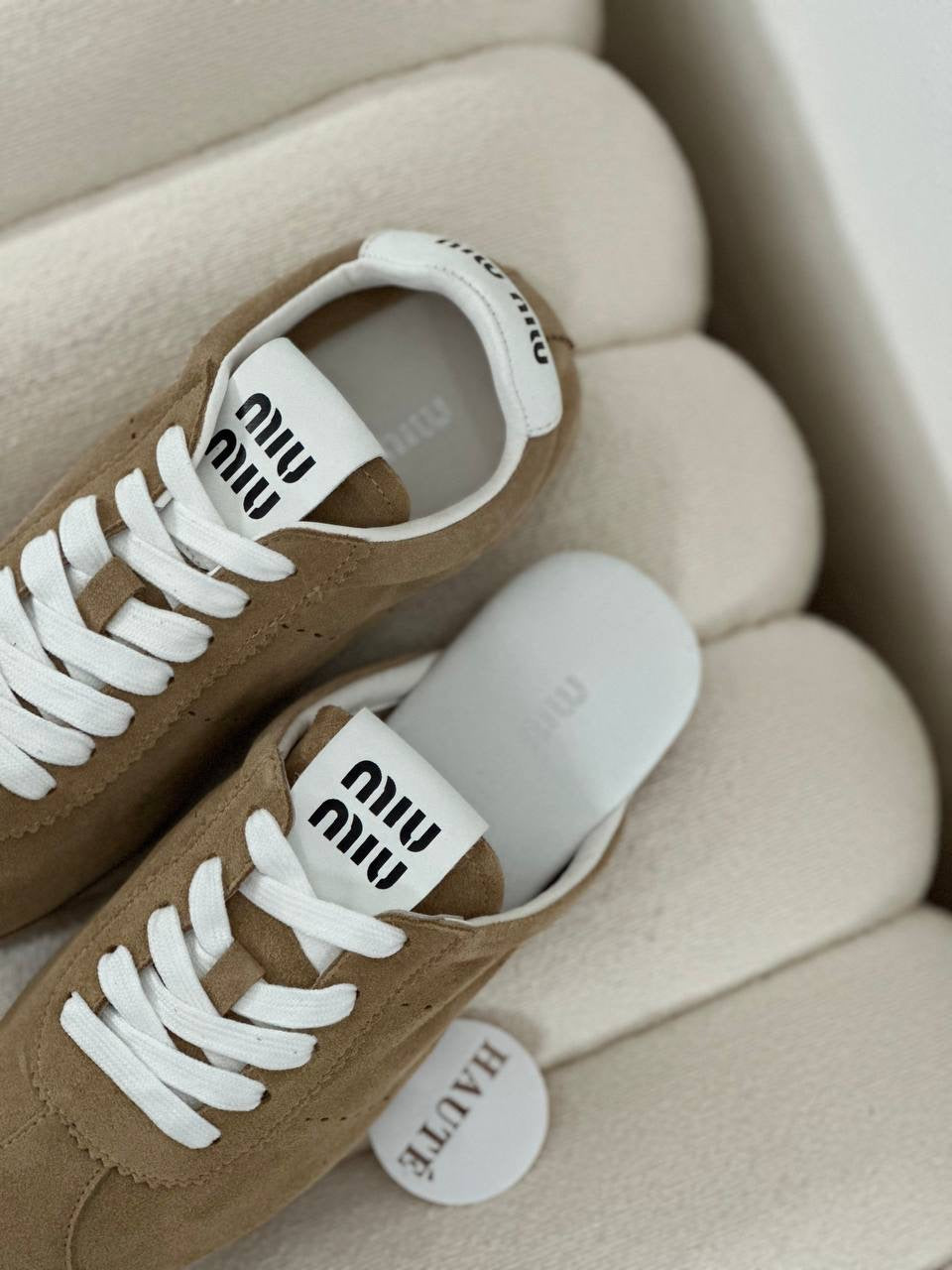 Miu Miu Plume Suede Sneakers Sepatu Fashion Branded Wanita