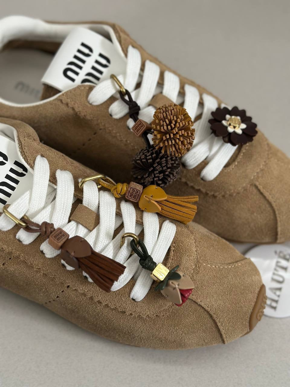 Miu Miu Plume Suede Sneakers Sepatu Fashion Branded Wanita