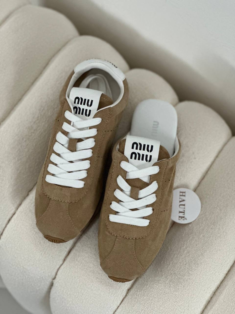Miu Miu Plume Suede Sneakers Sepatu Fashion Branded Wanita