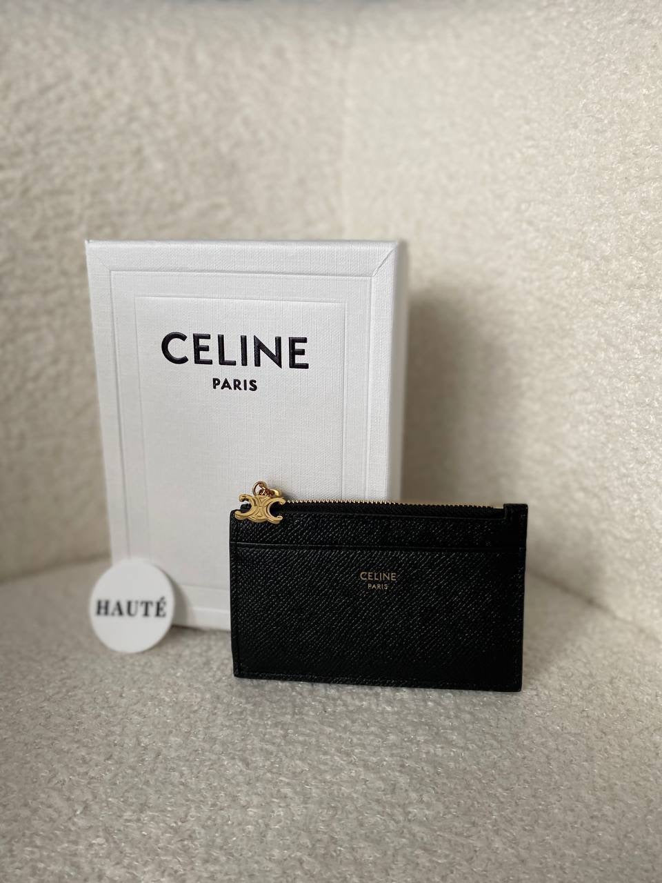 Celine Triomphe Small Compact Wallet Card Holder Charm Black | Ready Stock