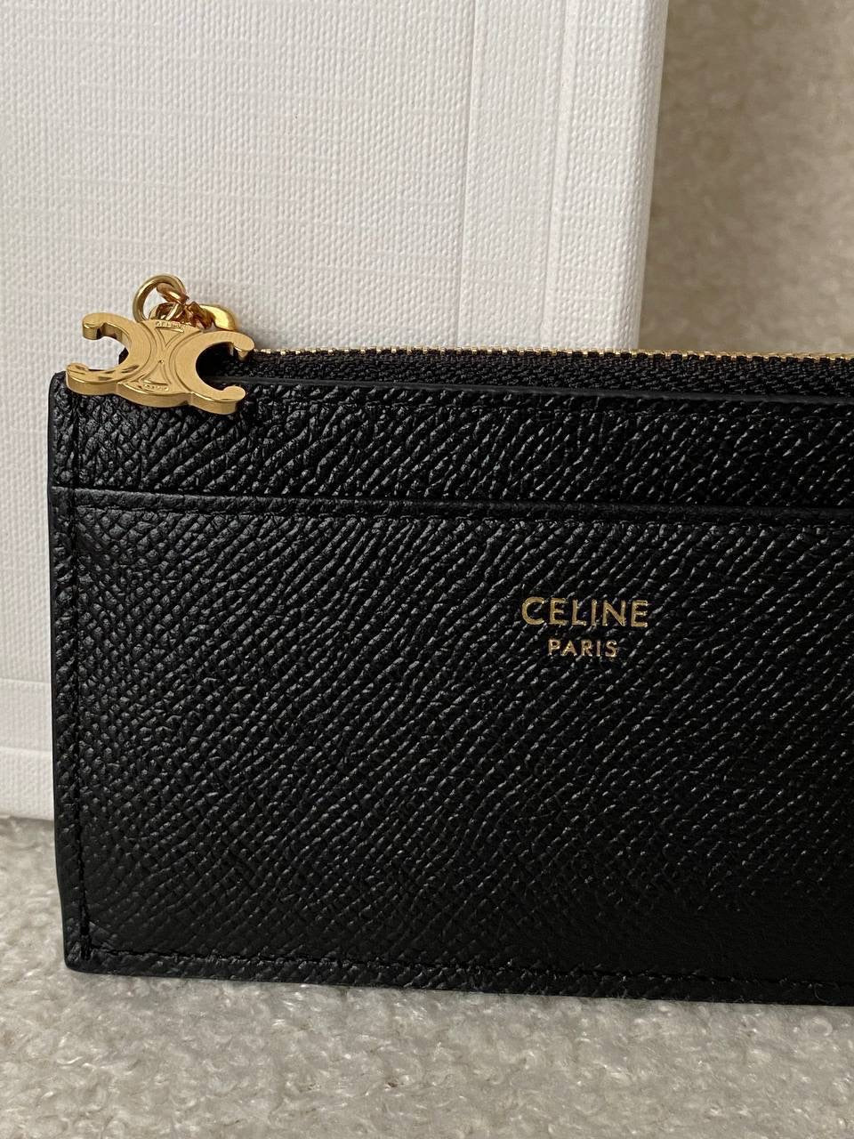 Celine Triomphe Small Compact Wallet Card Holder Charm Black | Ready Stock
