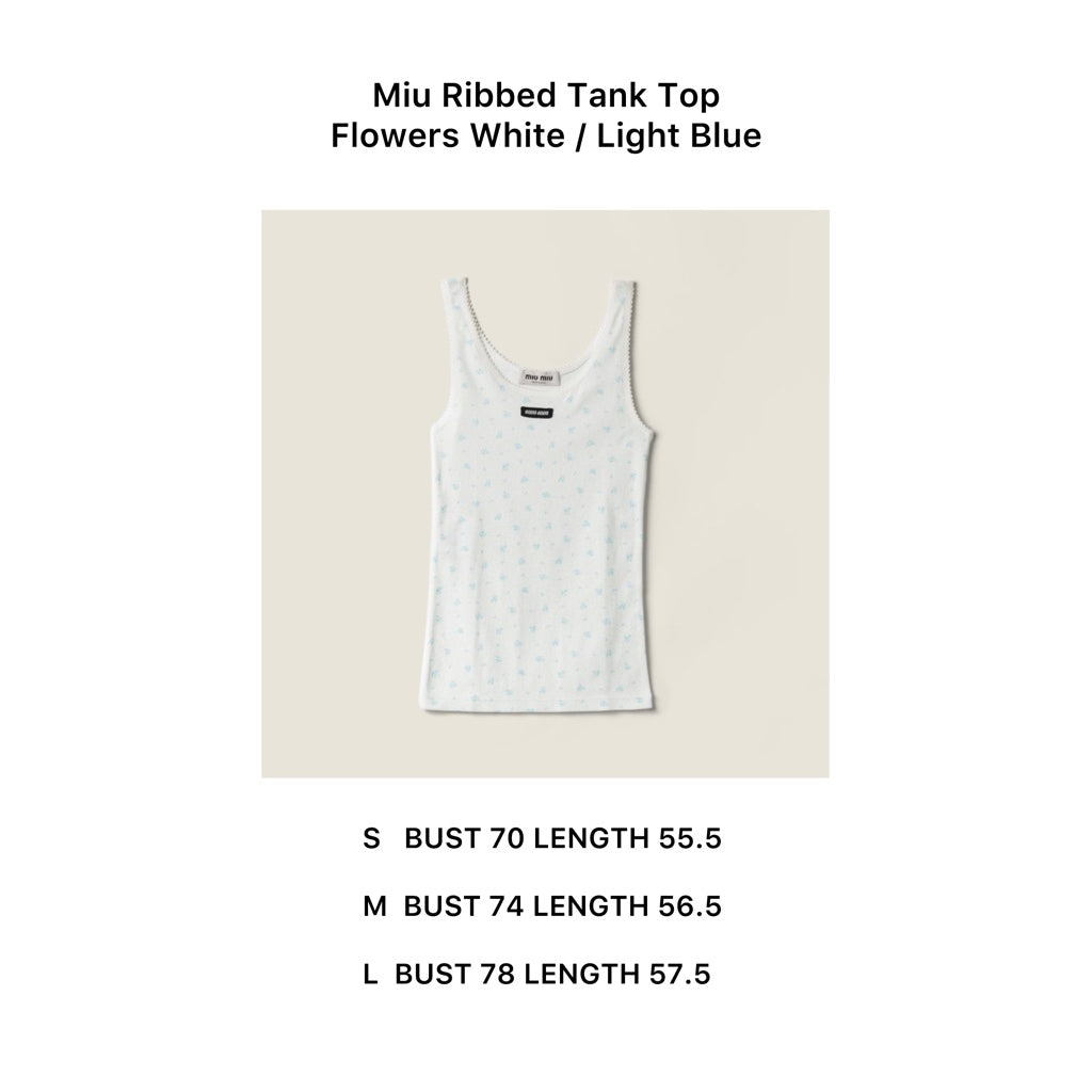 Miumiu Ribbed Jersey Tank Top Flowers Print | Ribbed Jersey Tshirt