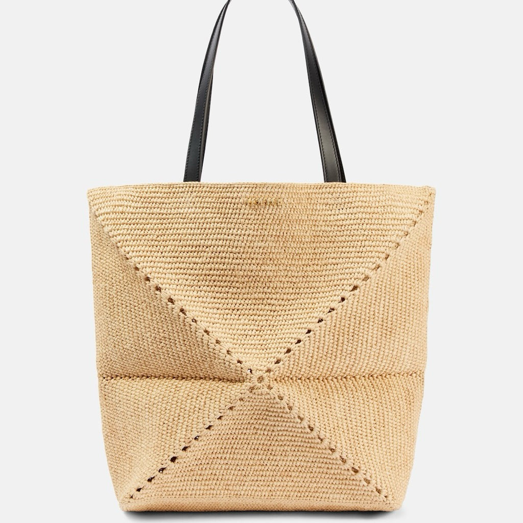 Loewe Square Basket Bag in Raffia & Calfskin