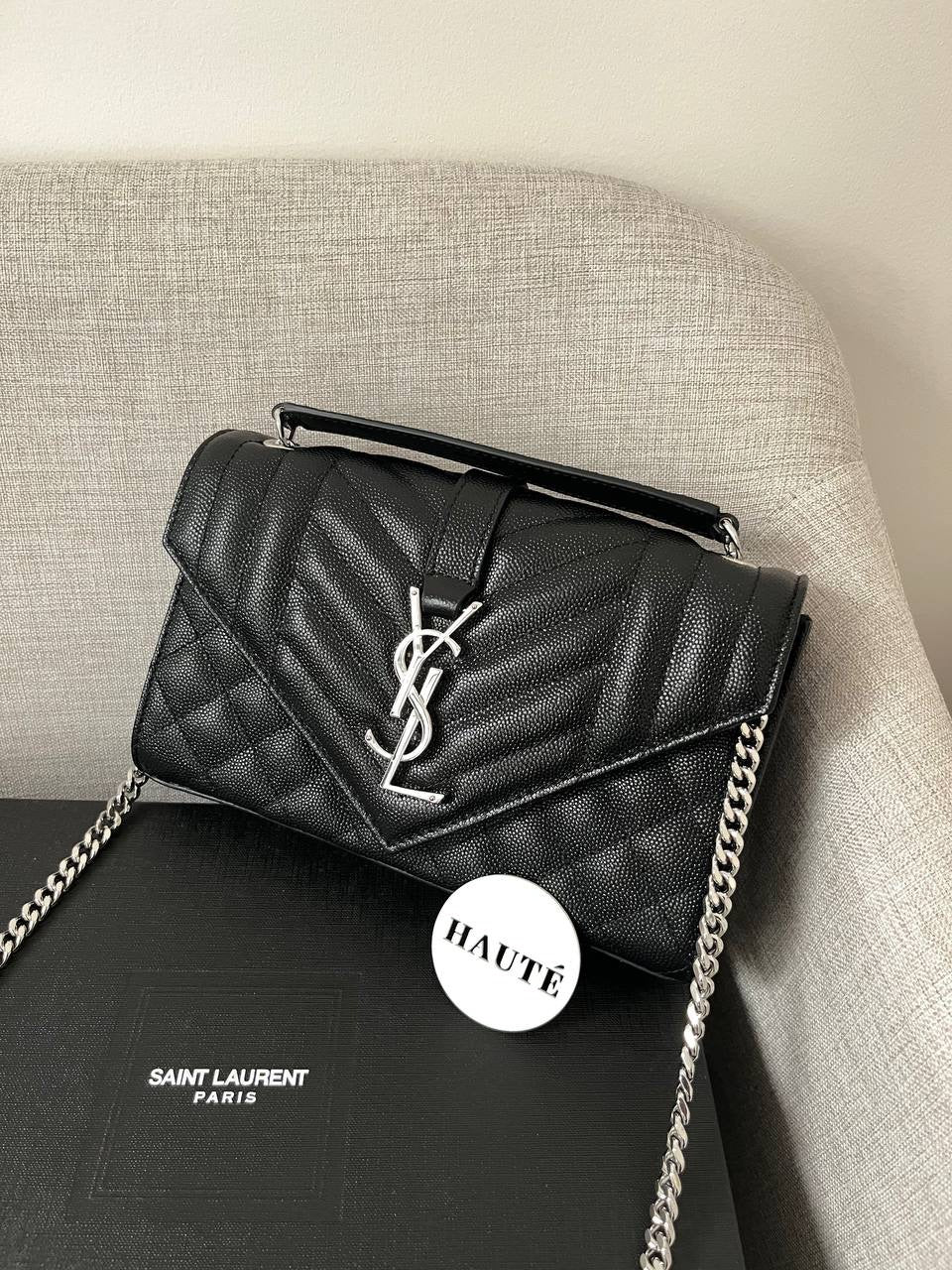 YSL Envelope Hand Bag in Genuine Grain Leather