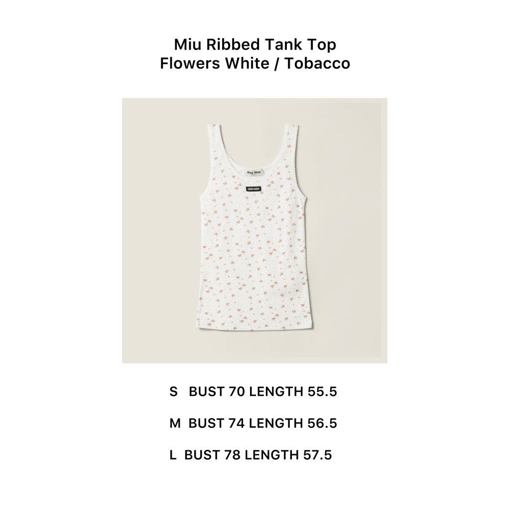 Miumiu Ribbed Jersey Tank Top Flowers Print | Ribbed Jersey Tshirt