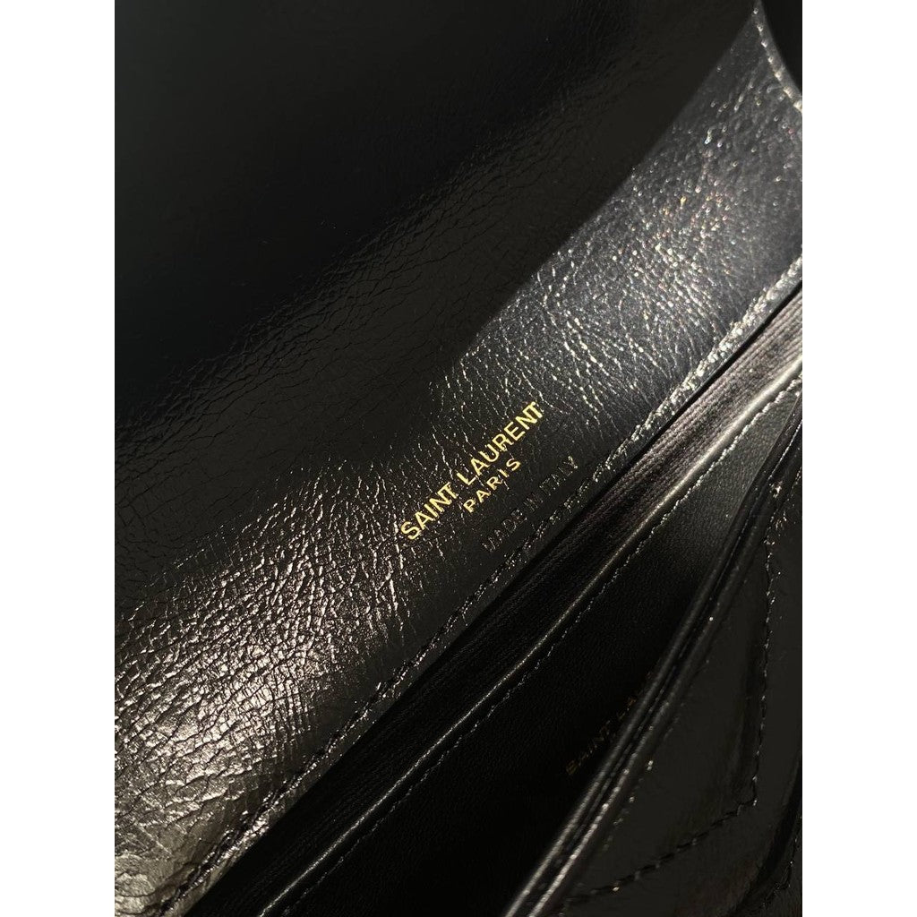 YSL Mini College Flap in Shiny Leather Gold / Silver Hardware
